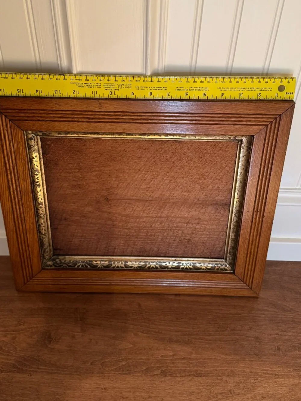 Antique Victorian Eastlake Solid Oak Picture Frame Gold Gilt Liner
